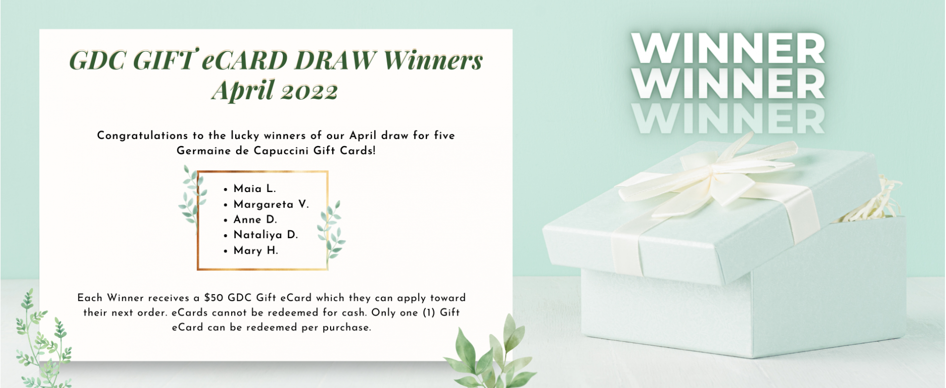 April Draw eCards Winners